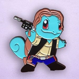 Han Squirtle Enamel Pin | Pokemon Starwars 90's Cute Backpack Jacket Button